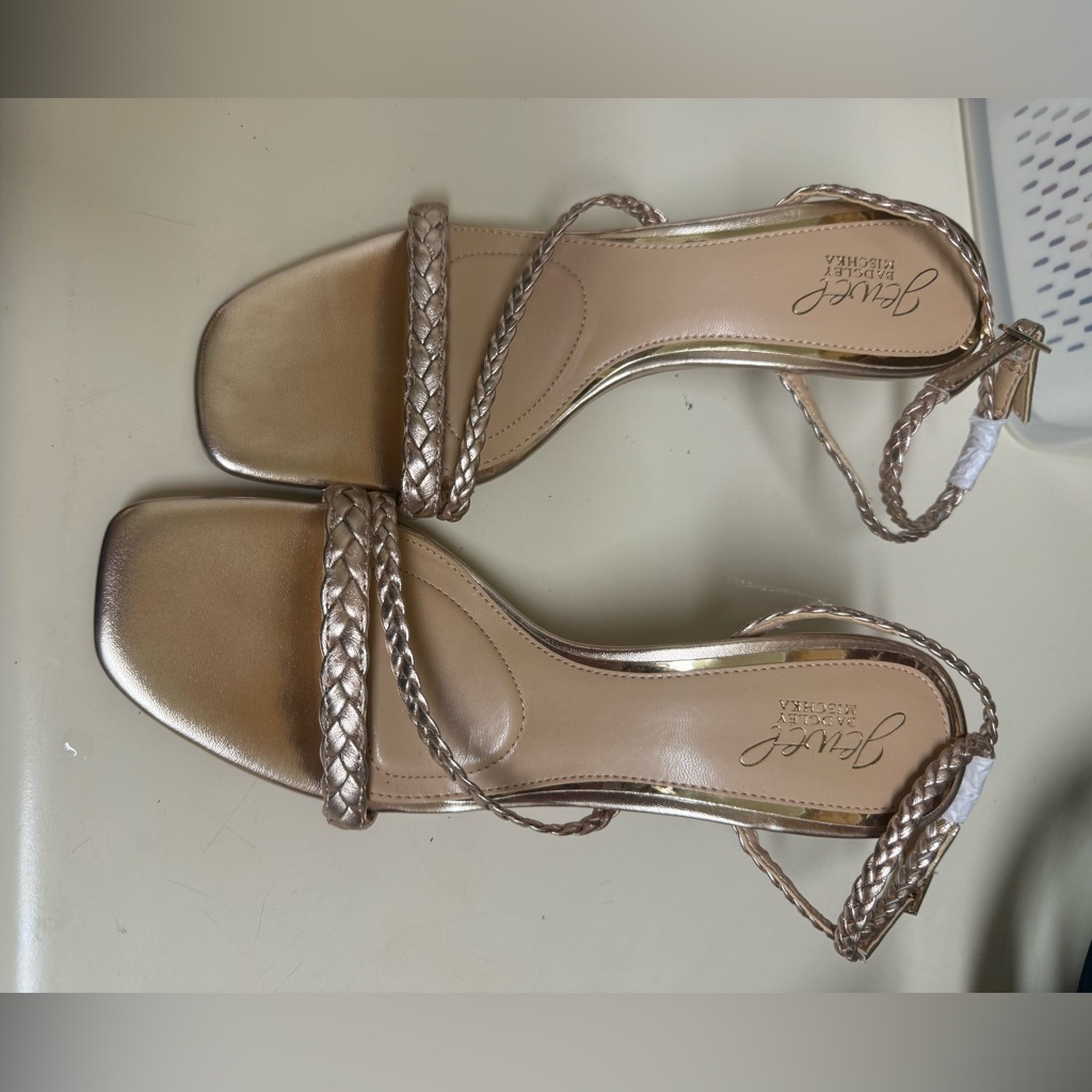 Badgley Mischka Metallic Strappy Sandals With Stiletto Heel